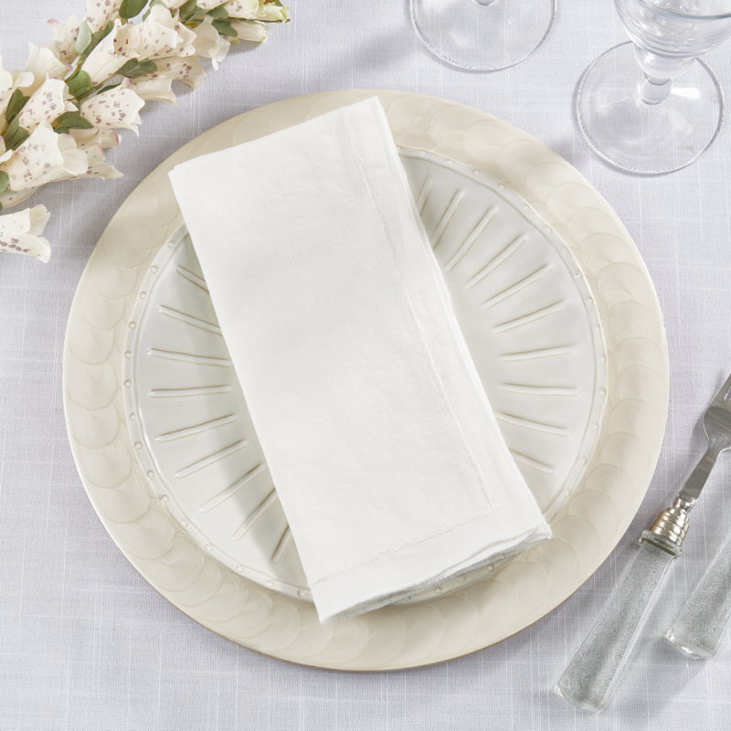 Stonewashed Overlock Edge Napkin (Set of 4), Ivory