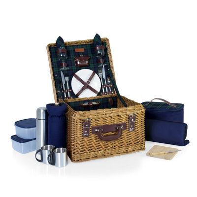 Somerset Deluxe Picnic Basket with Blanket-Soft Cooler-Wine Tote