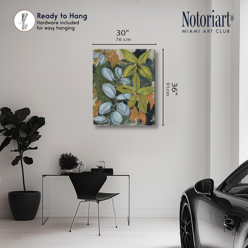 «Tropical Window Floral Decor» par Notoriart, H 30 po x l 36 po, Toile tendue avec châssis