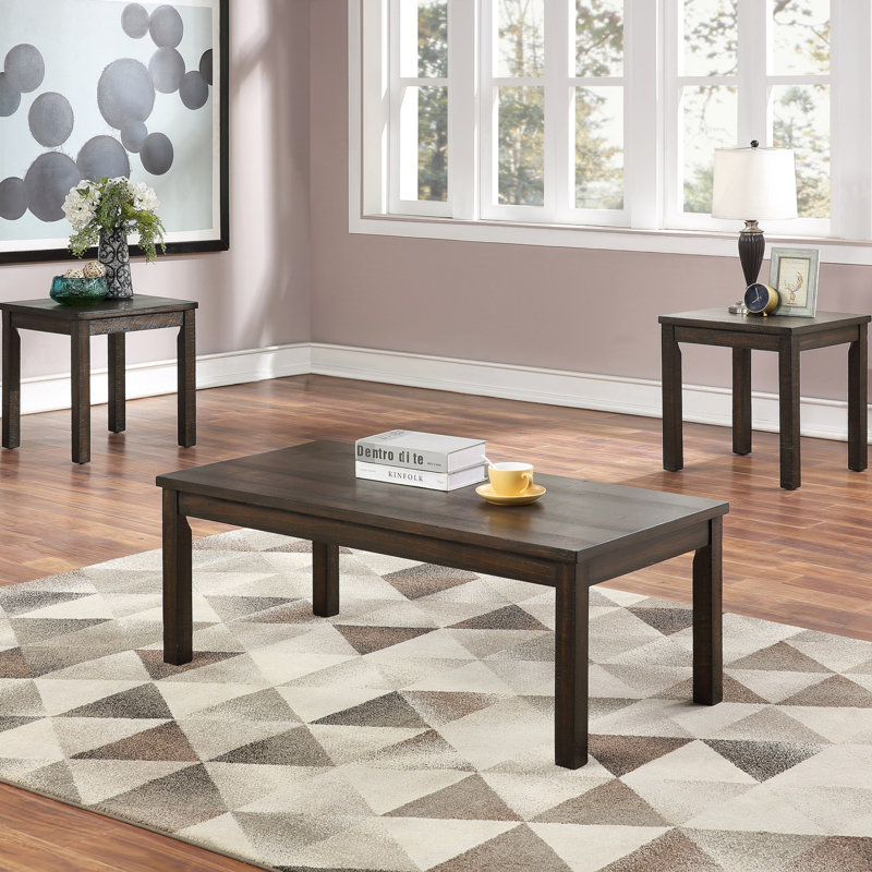3Pc Coffee Tables Set Classic 1X Coffee Table And 2X End Tables Living Room