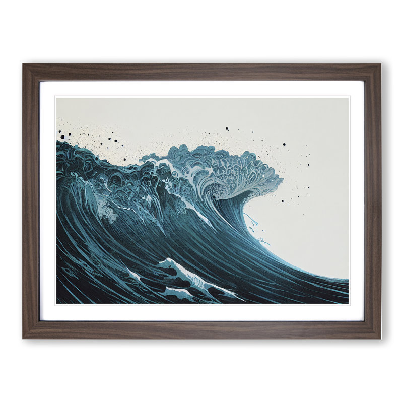 XH1022-1346X Beautiful Ocean Wave - Single Picture Frame Print, 34cm H x 46cm W x 2cm D, Brown Framed