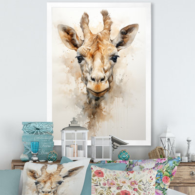 «Minimalisme», girafe beige sur toile