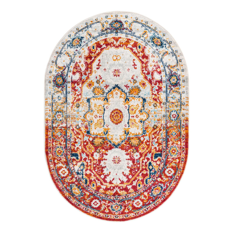 Hagedorn Oriental Area Rug, Oval 7'10" x 10', Red