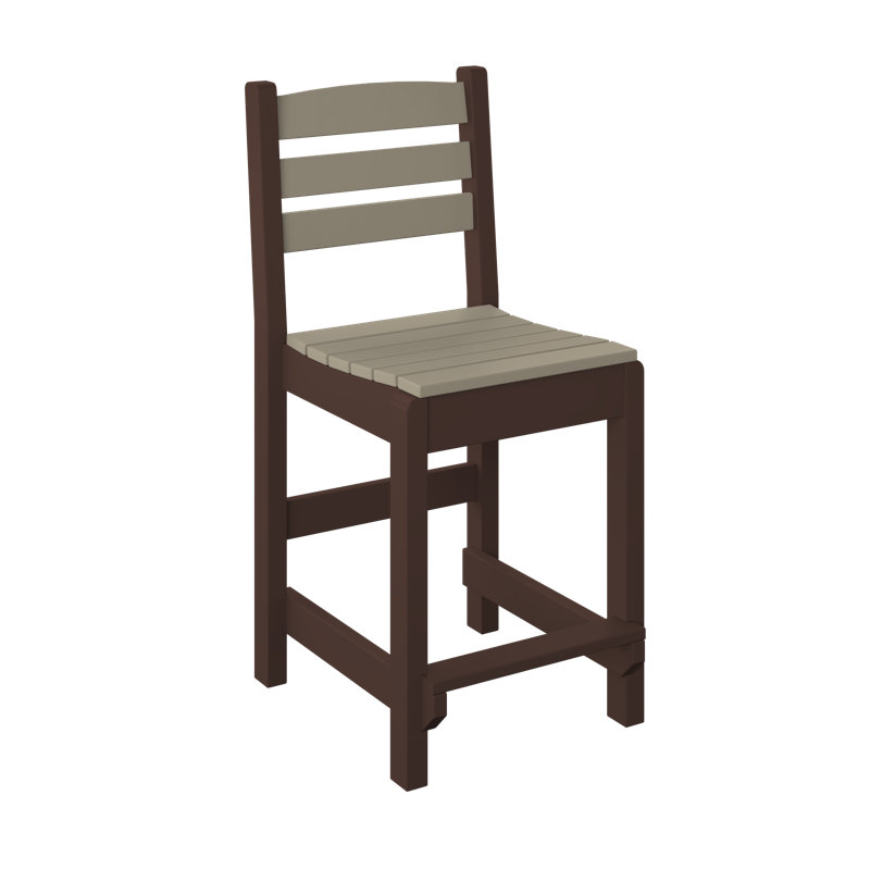  Chaise de salle à manger à hauteur de comptoir. Bois vieilli et brun Tudor, Bois patiné / brun Tudor