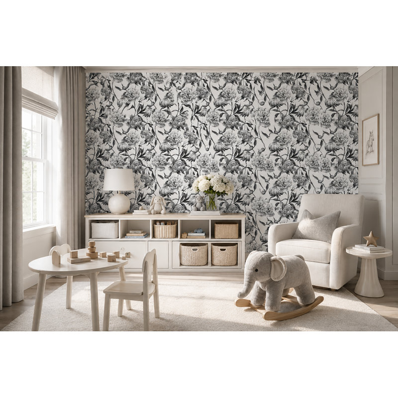 Rouleau de papier peint adhésif l 10 pi x l 24 po roses Harte