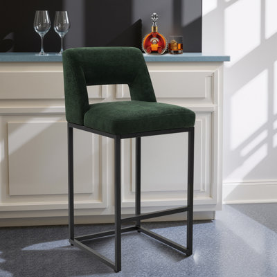 26" Upholstered Counter Barstool With Low Back And Metal Frame Modern Kitchen Island Seating