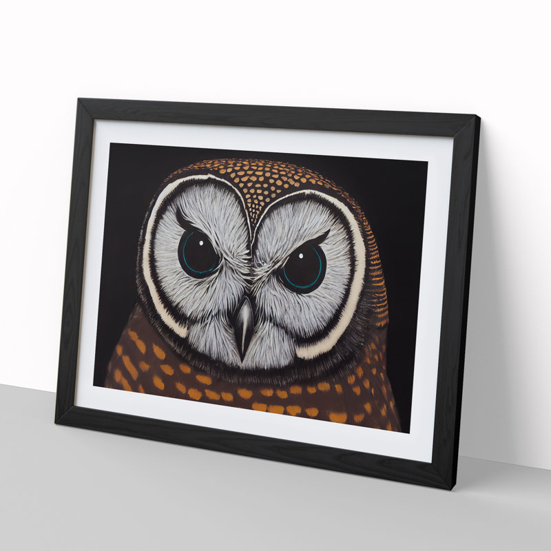 Ingenious Owl - Single Picture Frame Print, Black, 46cm H x 64cm W x 2cm D