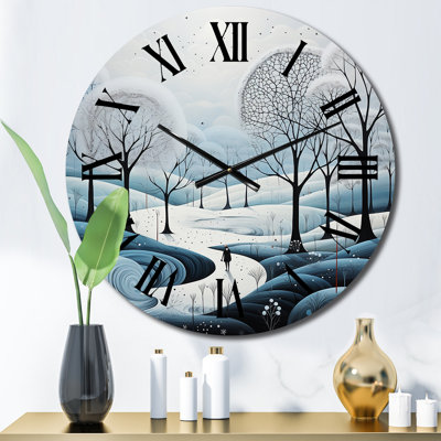 Horloge murale bleue et blanche