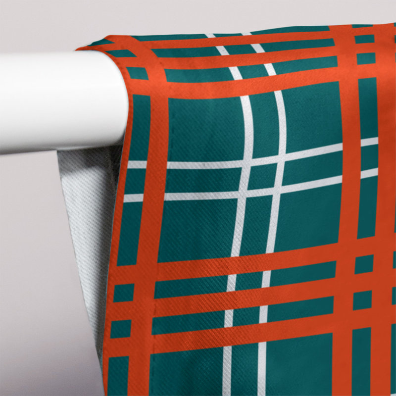Room Darkening Curtain Single Panel, Teal/Orange/White