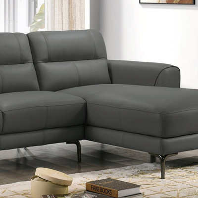 Top Grain Leather 2Pc Sectional Set Right Facing Chaise Left Facing Sofa Living Room Furniture (Sectional)