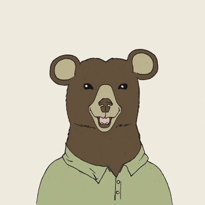 Bear on Cream 1 Piece Wrapped Canvas Wall Art