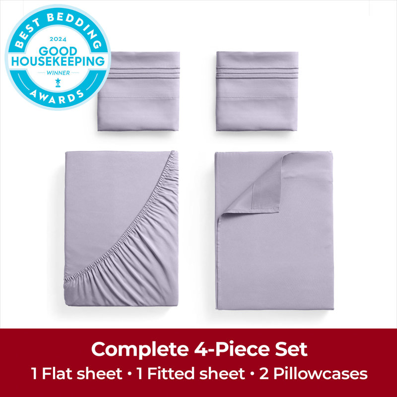Draps Mellanni 1800 très grand lavande, Lavande, King Sheet Set
