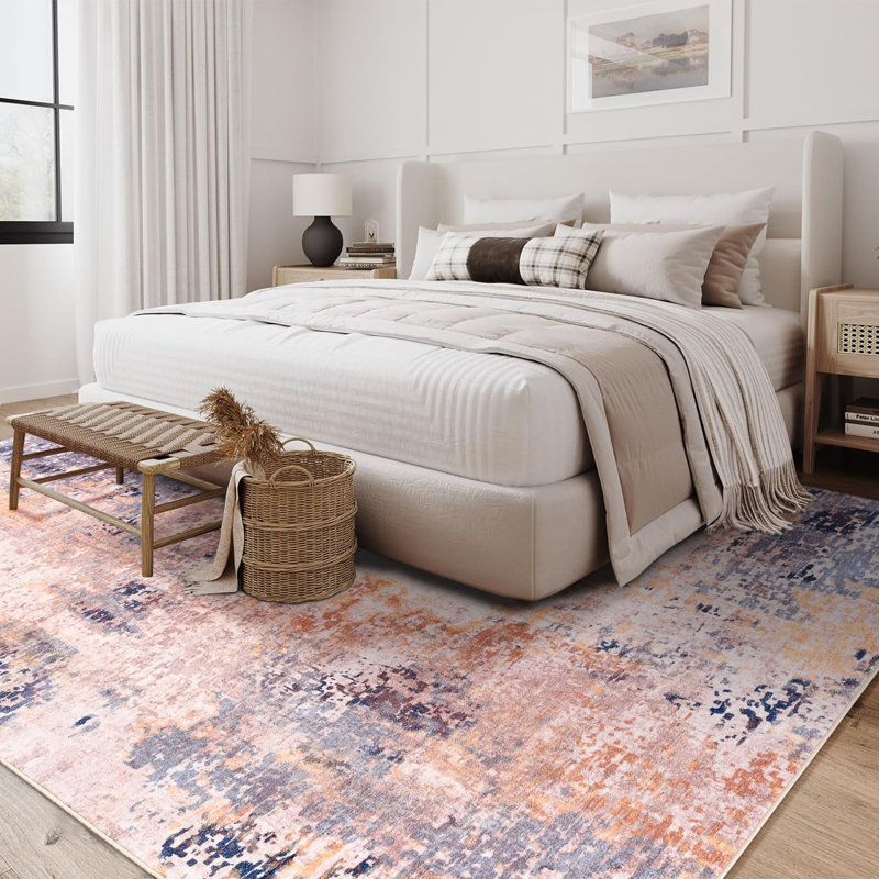 Modern Area Rugs Non-Slip Washable Abstract Soft For Living Room, Rectangle 8' x 10'