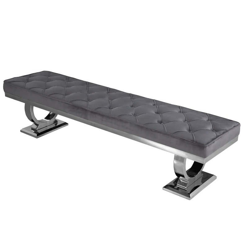 Rodrick Velvet Upholstered Bench, Dark Grey