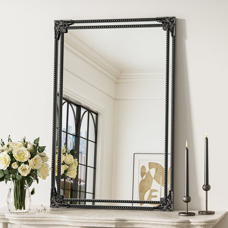 Berrilee Rectangle Decorative Wall Accent Mirror, Antique Black, 36" x 24"
