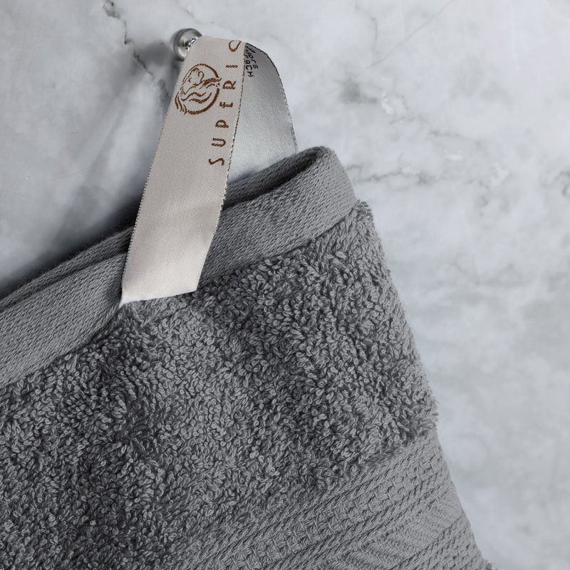 Glenlee Long Staple Combed Cotton Solid Highly Absorbent Bath Sheet, Gray