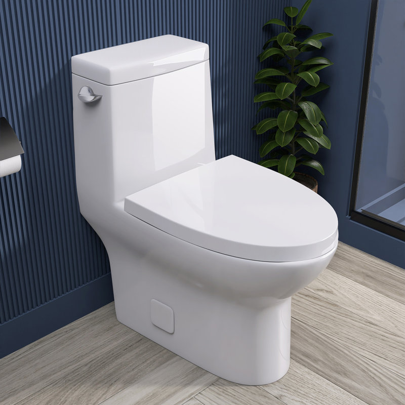 One-Piece Toilet 1.1/1.6 GPF Dual Flush Elongated With Chair Height Toilet In White Soft Close Seat Included