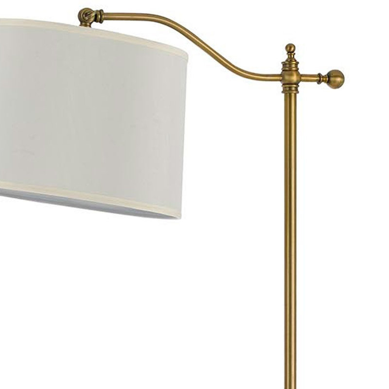 Lampe sur pied de forme traditionnelle réglable 63 "avec abat-jour carré, Bronze, Blanc