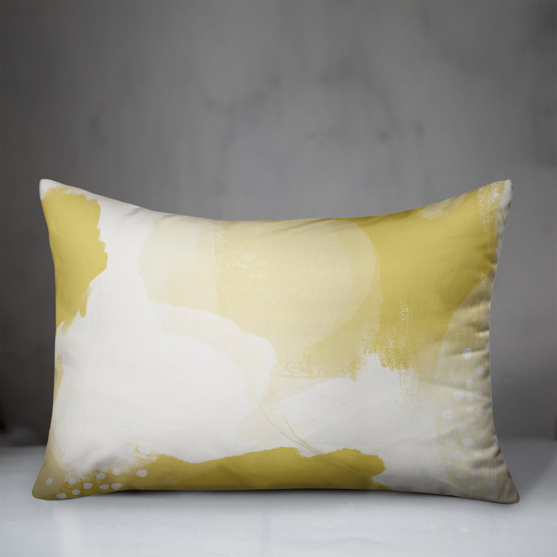 Coussin lombaire intérieur / extérieur abstrait, Jaune