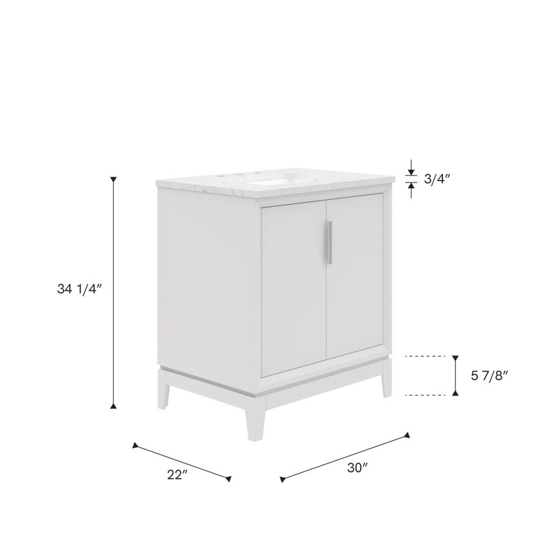 Elizabeth 30" Single Bathroom Vanity Set with Mirror, Pure White