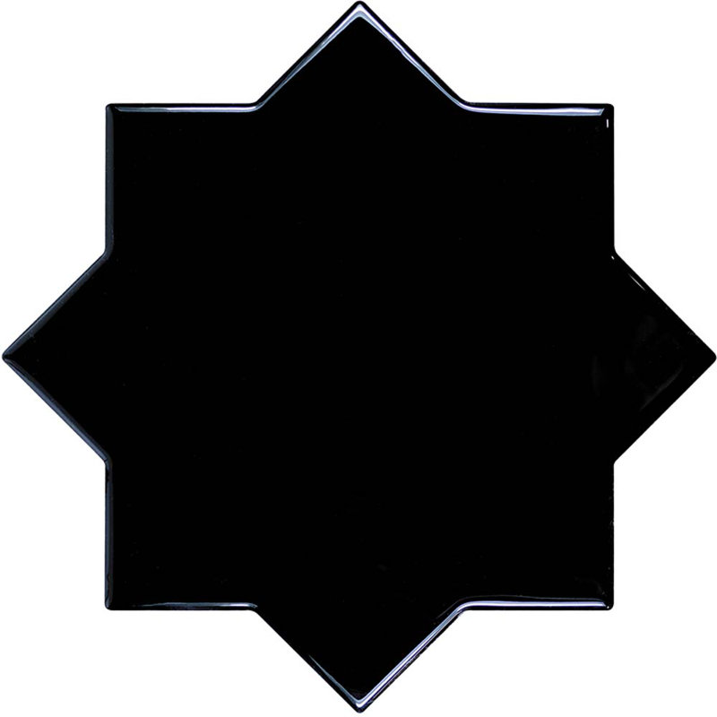 Siena 5 in. Black Star with Pearl White Cross Glossy Ceramic Wall and Floor Tile (10.76 sq ft/case) , Polished, Black/White