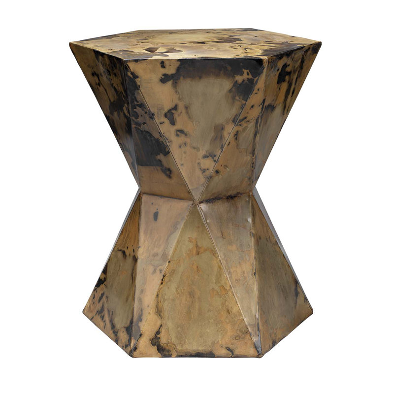 Cosmic Rustic Patina Iron Prism Side Table 19"x16.5"
