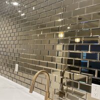 Reflections 3 in. x 6 in. Diamond Grade Glass Mirror Beveled Peel & Stick Subway Decorative Kitchen & Bathroom Wall Tile Abolos