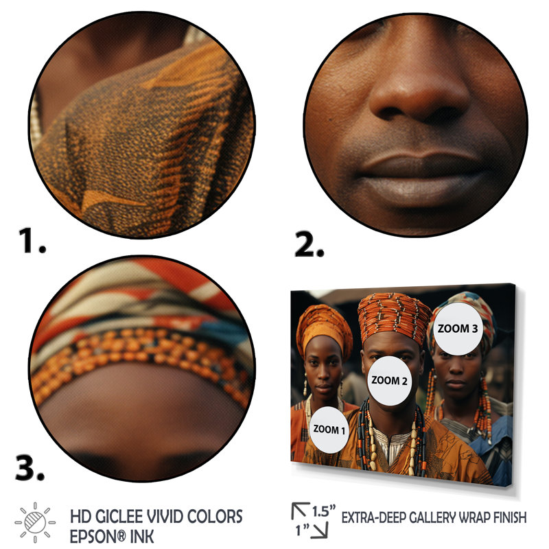 «Chizuko African Tribes», impression sur toile, H 16 po x l 32 po x P 1 po, Toile tendue