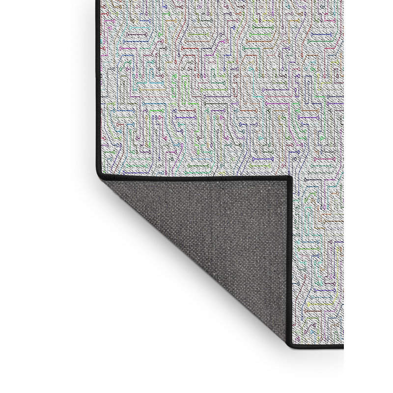Tapis zone grise à motifs, Rectangle 5 pi x 7 pi