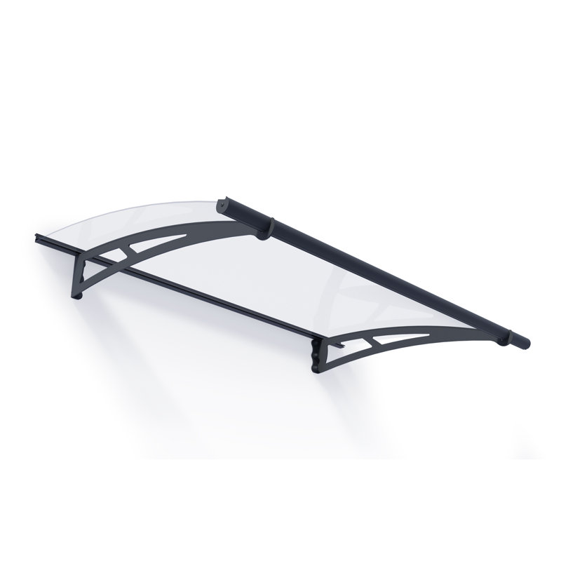 Palram - Canopia Aquila 4'11" W x 3' D Acrylic Galvanized Steel Convex Door Awning Gray/Clear, Clear