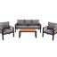 5 meubles de patio en bois, coussin amovible et table basse solide - facile à assembler, gris