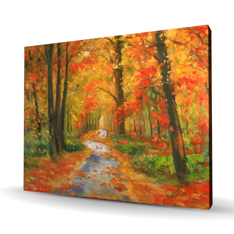 Sentier d'automne - Toile contemporaine pour décoration de salon