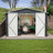 10x10 Ft Metal Outdoor Shed With Lockable Doors. Construction, Galvanized Steel. Spacious Interior. Ventilated, Waterproof. Black. For Lawn & Backyard, Patio Steel Frame. Ventilation Waterproof