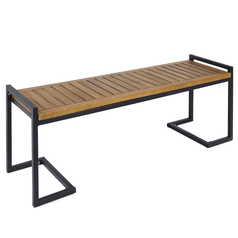 Banc de 52,87 po de largeur avec des accents en bois et en fer
