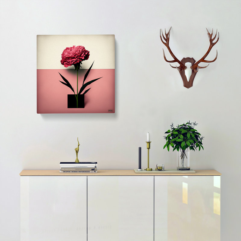 Carnation Flower Suprematism - Wrapped Canvas - Framed Print, 35cm H x 35cm W x 3cm D
