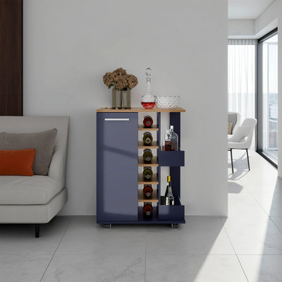 Chariot-bar H 32,3 po, 1 porte, 10 tablettes