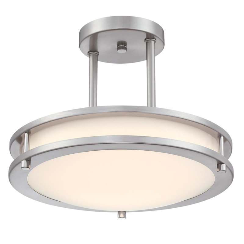 12 Inch, 15 Watt LED Indoor Semi Flush Mount Ceiling Fixture with Color Temperature Selection, Frosted Acrylic Shade
