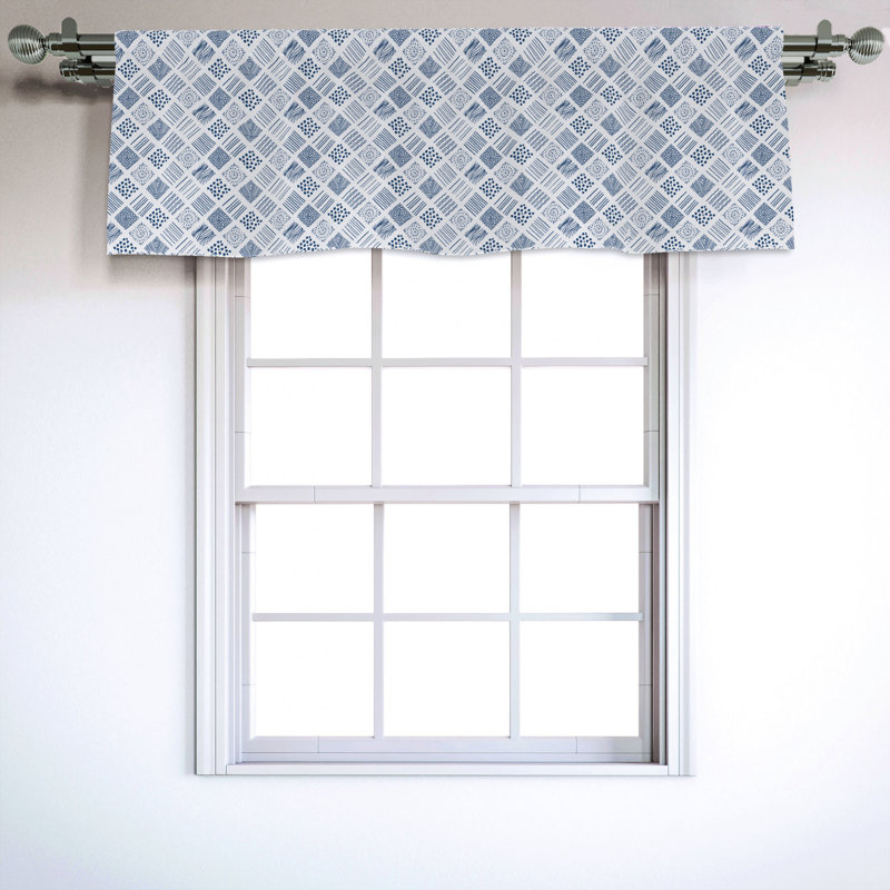 Sateen Geometric Ruffled Window Valance
