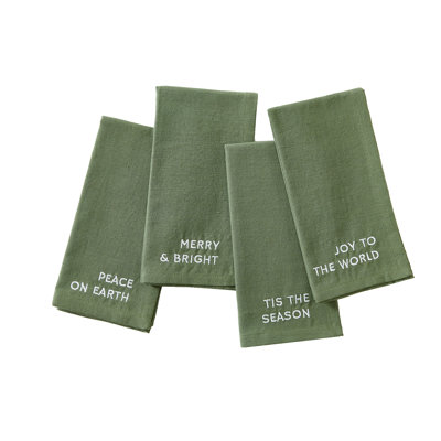 Marbeth Embroidered Joyful Sentiment Holiday/Christmas Square Napkin
