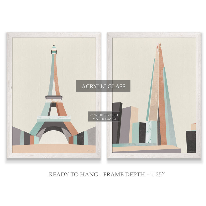 « graphicing architecture i » par antonyme bunjamin (abe)-ensemble de 2 reproductions d’art sur cadre photo, Pas de tapis