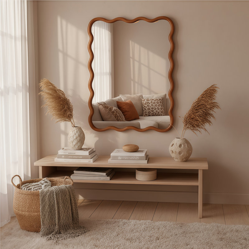 Miroir décoratif Wavy, 30" H x 40" W, Brown