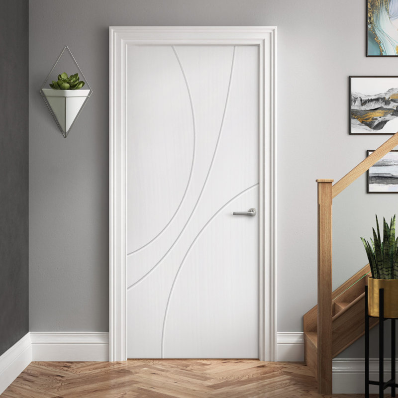Porte standard à panneaux en bois manufacturé, L 28 po x H 80 po, Blanc