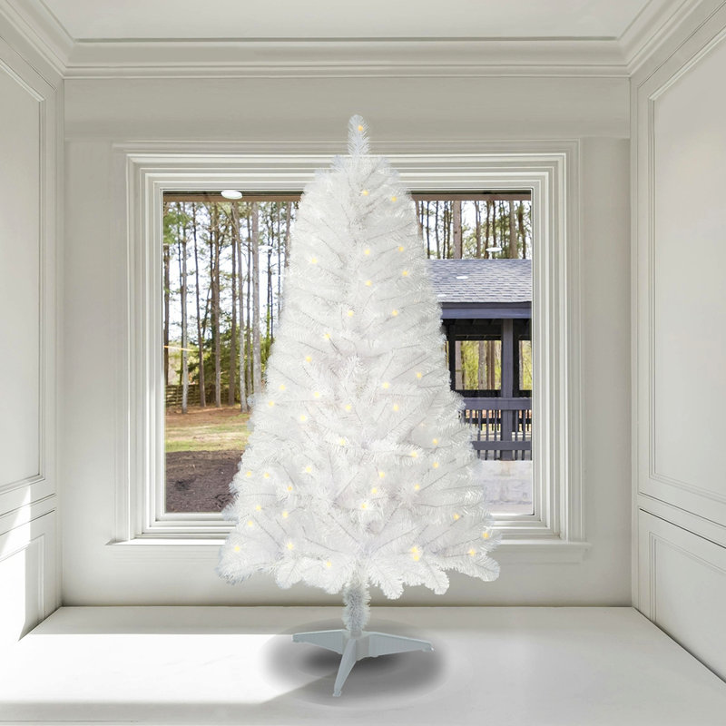 Arbre de Noël artificiel blanc 4 pi avec lumières