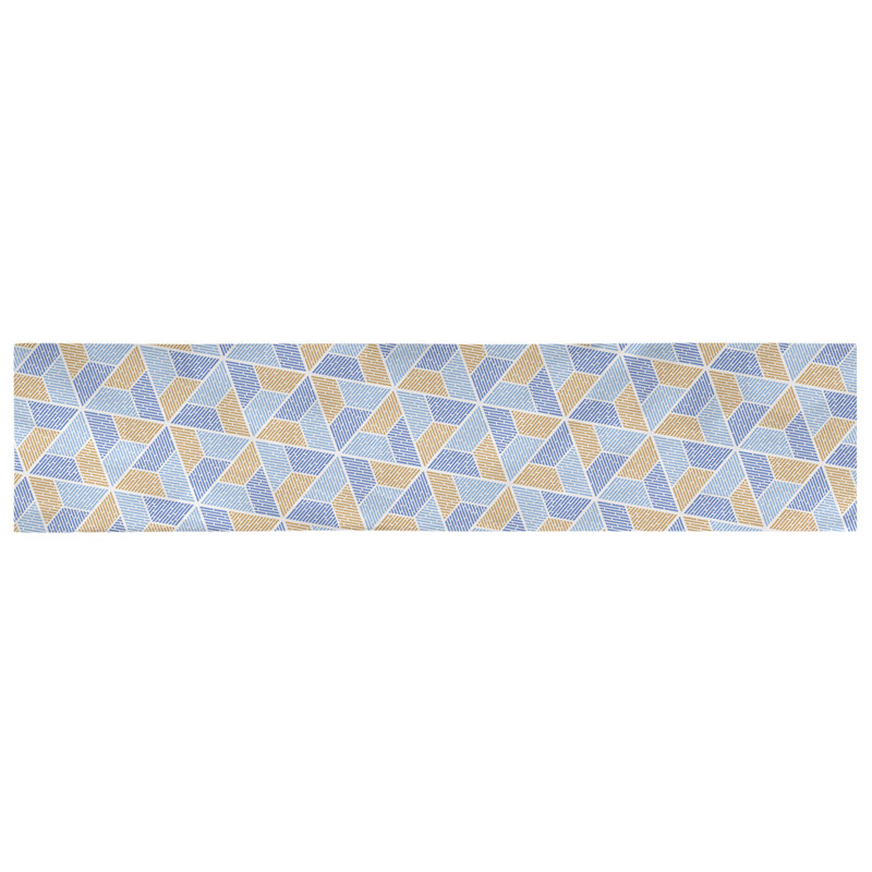 Chemin de table Avicia, 72 po x 16 po, Bleu / Orange, Coton