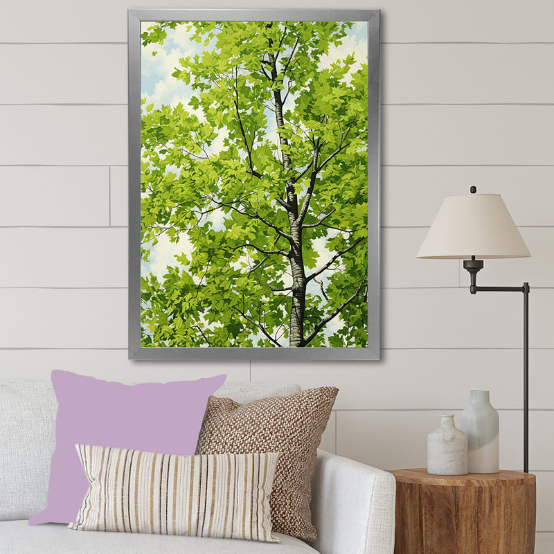 Décoration murale American Basswoods Breeze II - Arbre américain, Cadre simple argenté, H 32 po x l 16 po