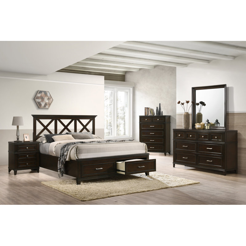 Commode 5 tiroirs, commode moderne, Acajou