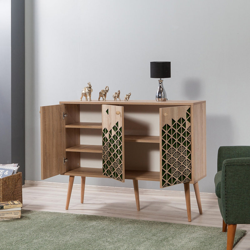 Aerith 90cm Sideboard, Brown/Green