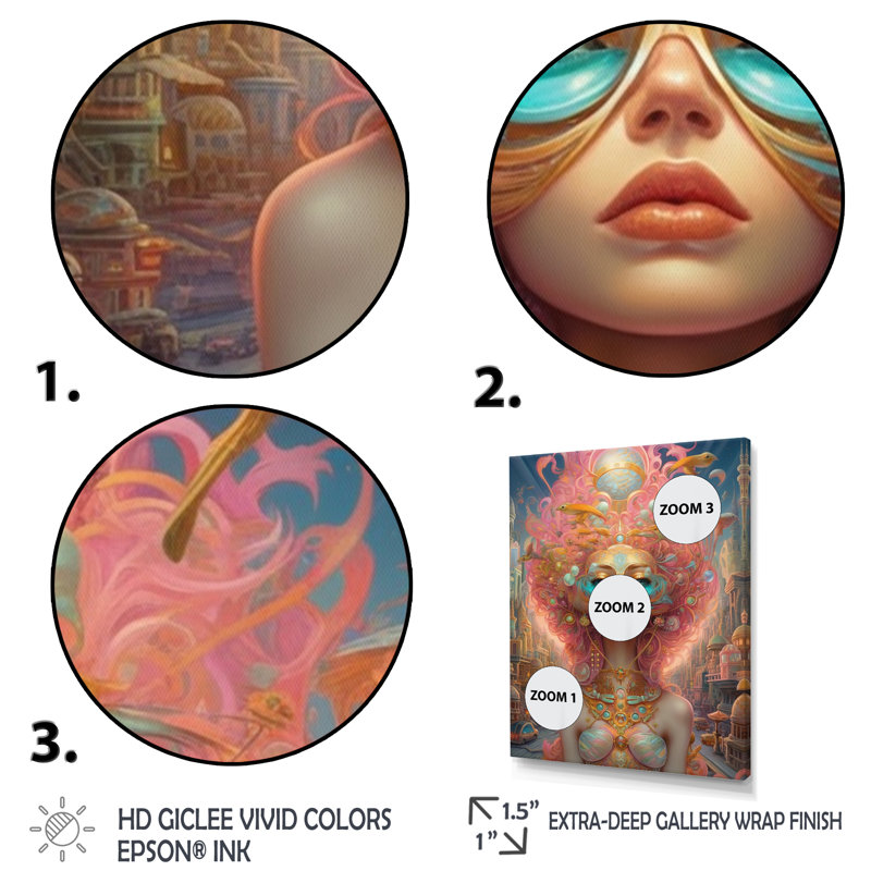 Exquise déesse dans des pastels psychédéliques I - impression, H 44 po x l 34 po x P 1,5 po, Cadre naturel flottant