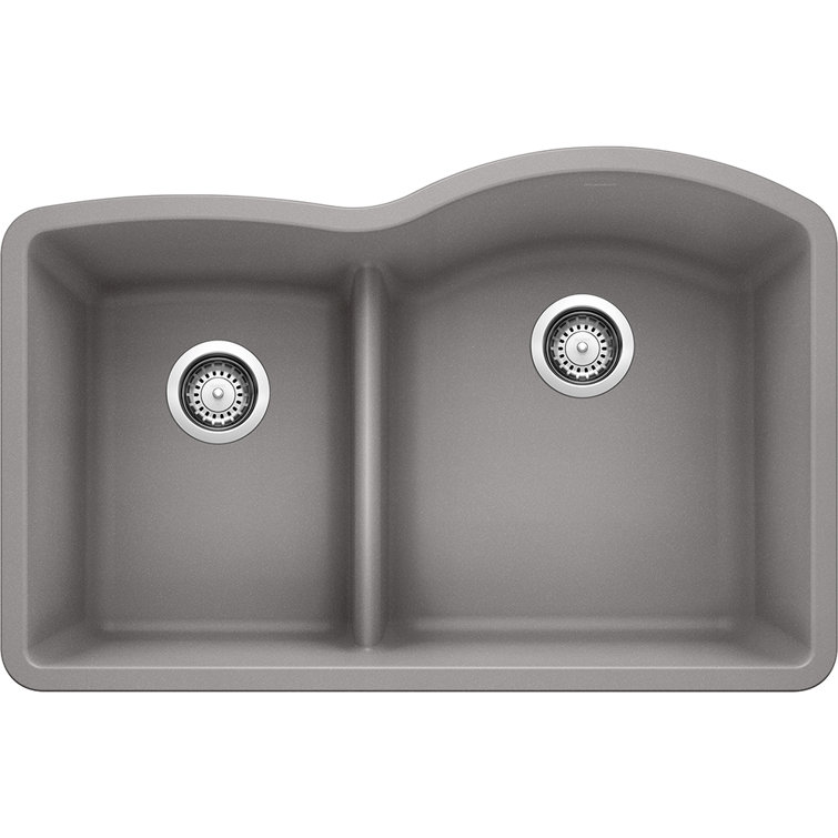 Blanco 441601 Diamond SILGRANIT 32" 40/60 Reverse Double Bowl Undermount Kitchen Sink with Low Divide