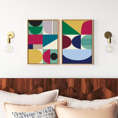 «MCM Pattern 10 and 11» par Rachel Lee, ensemble de 3 reproductions d'art sur toile encadrées